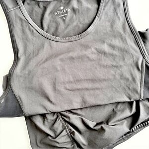 Athleta Black Ruched Fitted Tank Top